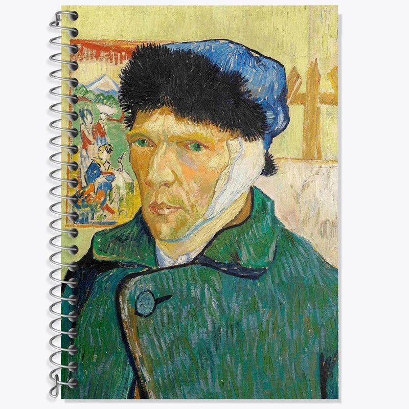 دفتر زبان 50 برگ خندالو مدل سه خط طرح سلف پرتره ونسان ونگوگ کد 25475