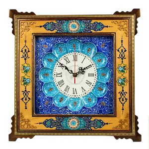 ساعت دیواری خاتم کاری طرح گل و مرغ کد 40-8 