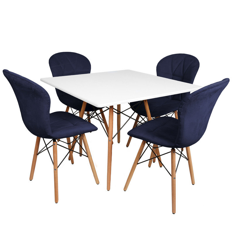 میز و صندلی ناهارخوری چهار نفره مدل ماهلین لمسه ای پایه ایفلی MS