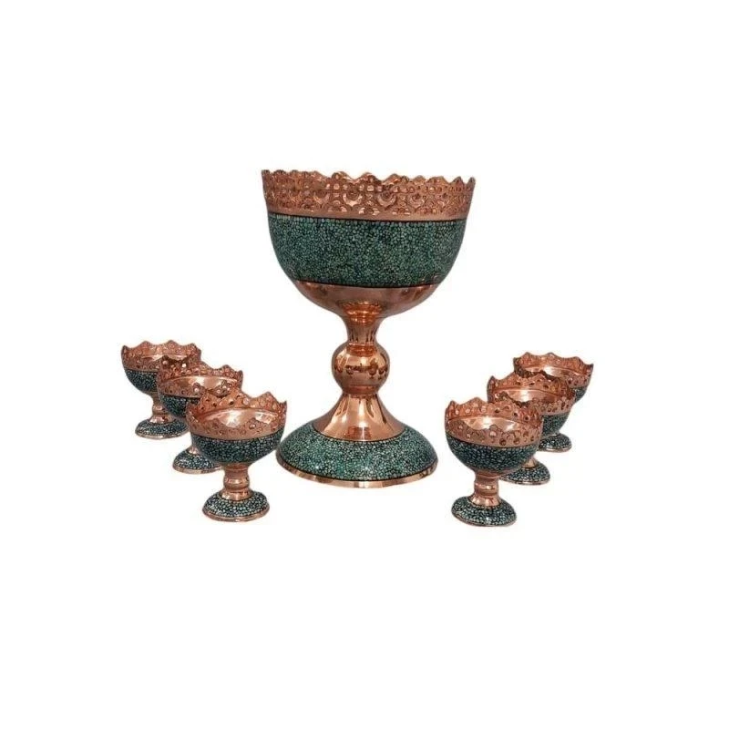 ست 7 تکه آجیل خوری فیروزه کوبی مسی مدل F067 کد F063