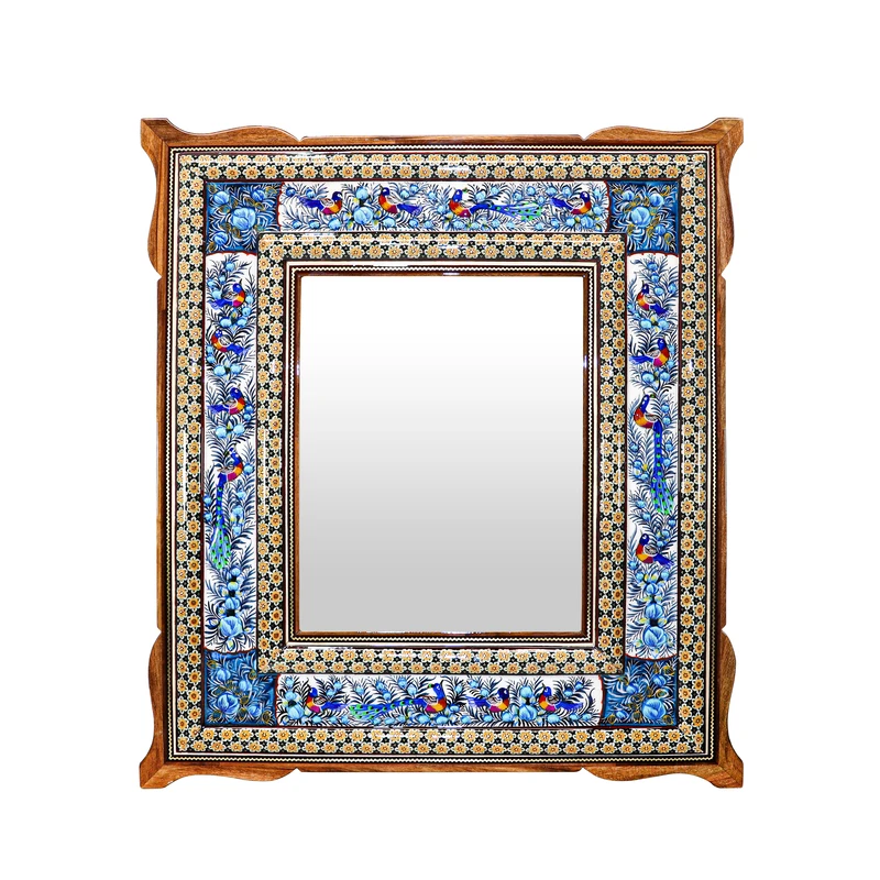 آینه خاتم کاری مدل یونیک طرح مینیاتور برجسته کد Bl55p50mr28p22-2f2