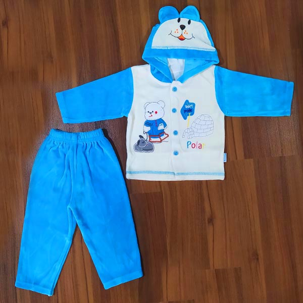 ست سویشرت و شلوار نوزادی نسیم طرح خرس قطبی رنگ آبی 