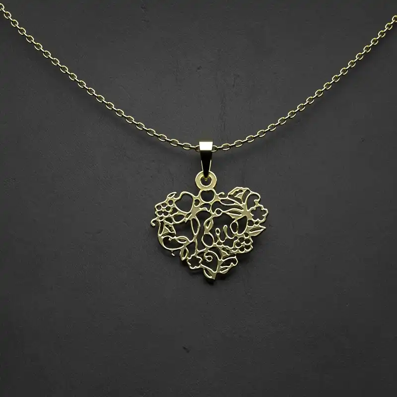 گردنبند طلا 18 عیار زنانه مدوپد مدل  طرح  قلب کد KK1084