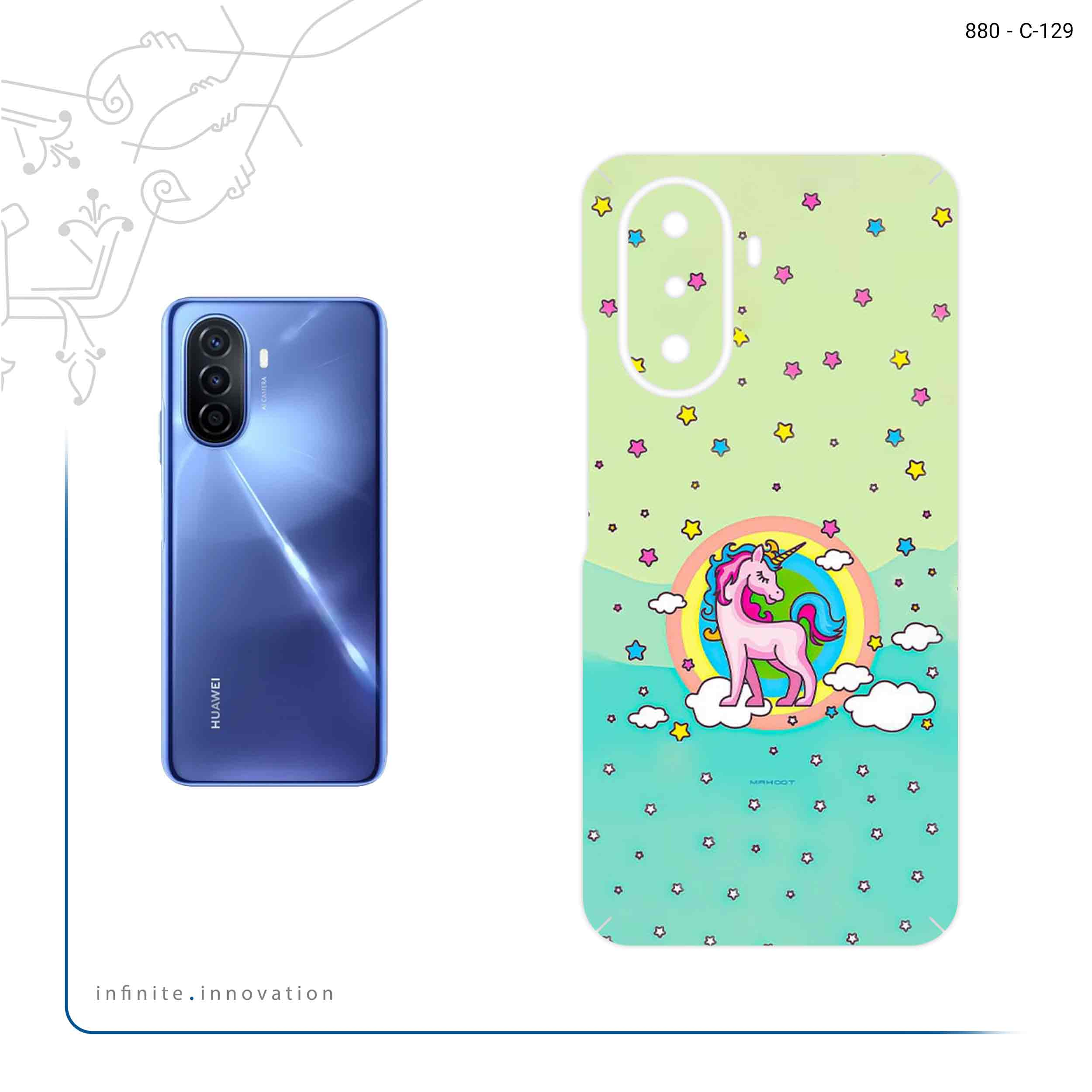 برچسب پوششی ماهوت مدل Rainbow unicorn adventure مناسب برای گوشی موبایل هوآوی Nova Y70