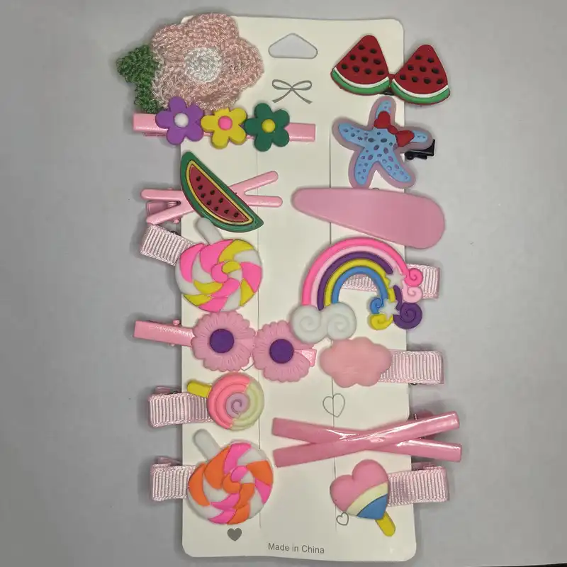 گیره مو زنانه مدل کیوت وارداتی مجموعه 14 عددی