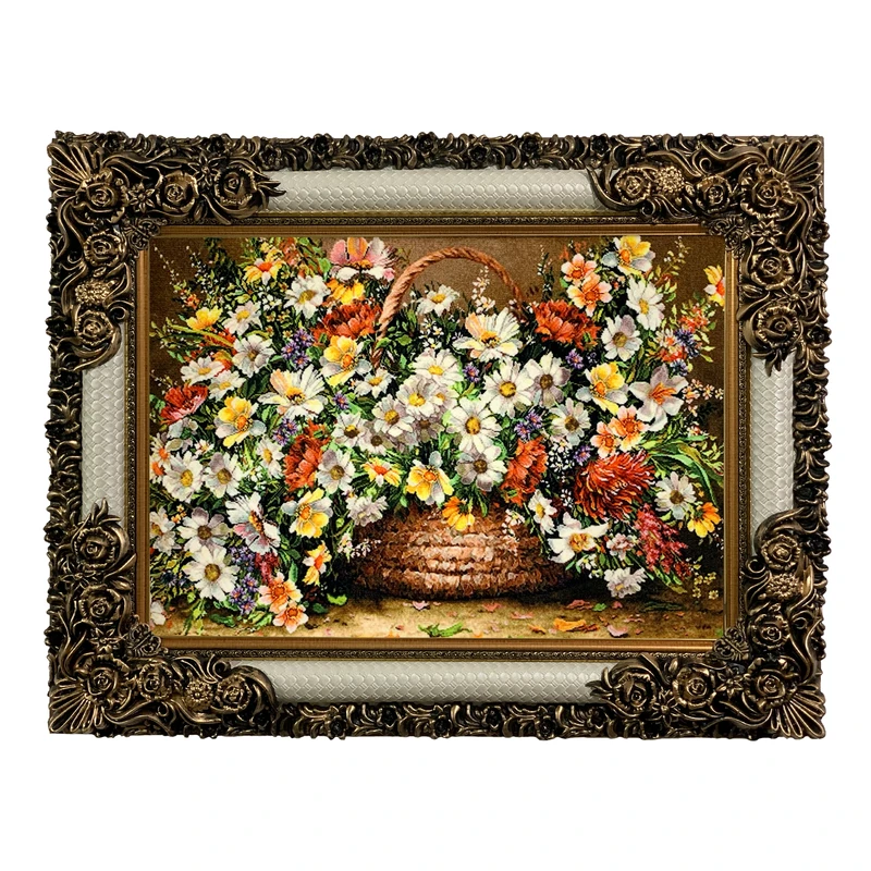 عکس شماره 2 : تابلو فرش ماشینی طرح سبد گل کد ۷۳۹۵