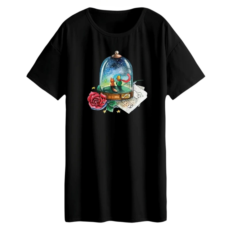 تی شرت لانگ زنانه مدل بطری شازده کوچولو