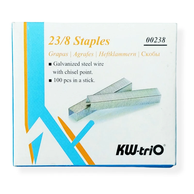 سوزن منگنه کی دبلیو تریو مدل صحافی سایز 23/8 بسته 100 عددی