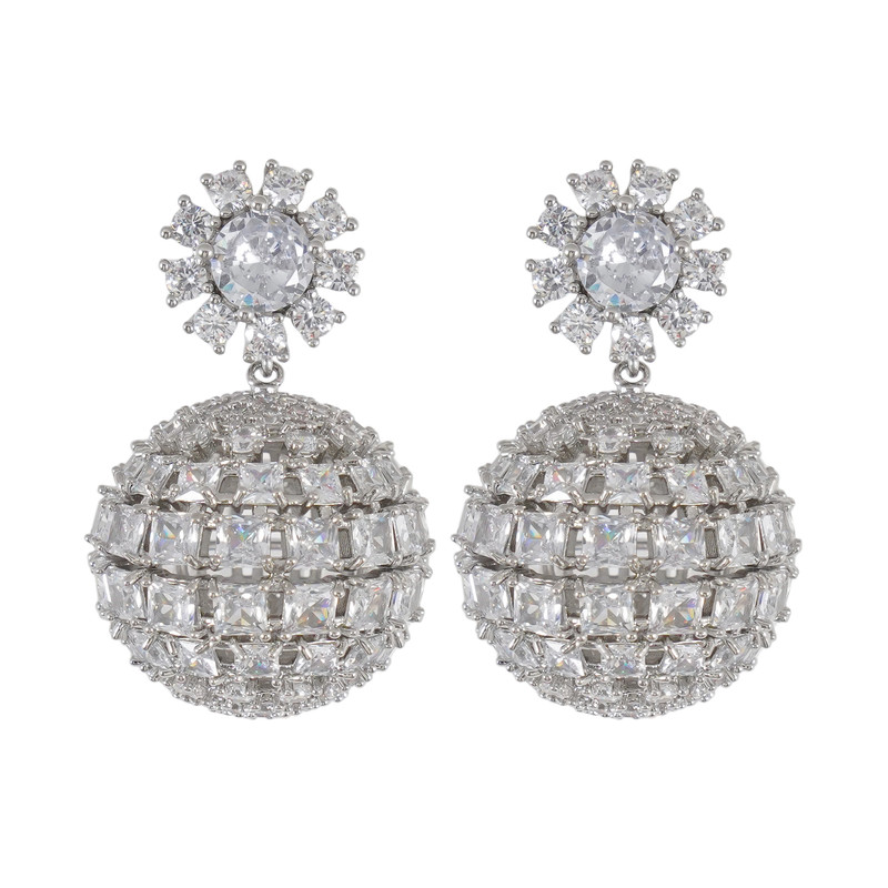 گوشواره زنانه مدل کروی جواهر کد 102011129