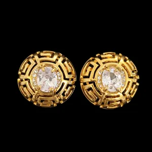 گوشواره میخی زنانه مدل خورشید نگینی