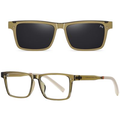 فریم عینک طبی ویفرر (Wayfarer) آلبرت وگ مدل CG-7703-C526-P97 Polarized Double Switch مناسب برای انواع صورت به همراه کاور آفتابی