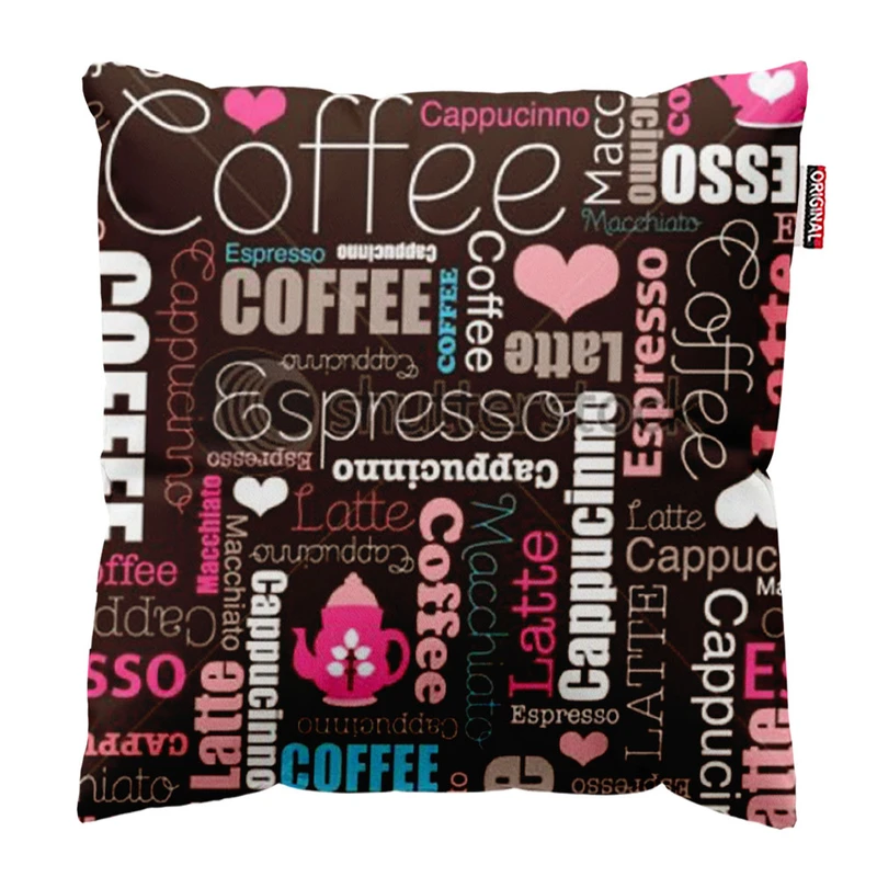 کوسن پاد آفرین طرح کافی کافه قهوه COFFEE کد 1416 سایز 40*40 سانتی متر