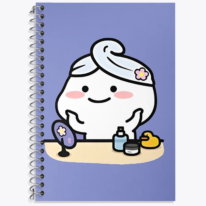 دفتر زبان 50 برگ خندالو مدل دو خط طرح آدمک کیوت و بامزه کد N5187