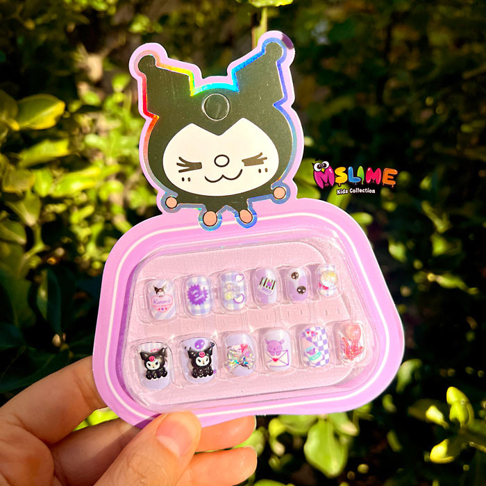 ناخن مصنوعی کودک مدل کرومی بسته 12 عددی