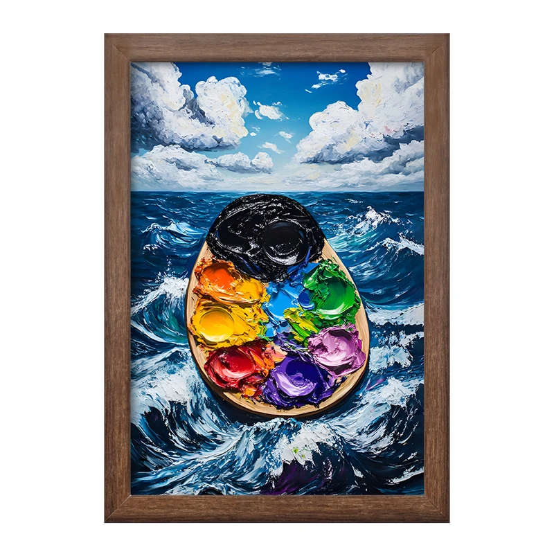 تابلو خندالو طرح پالت نقاشی و دریا کد F12742