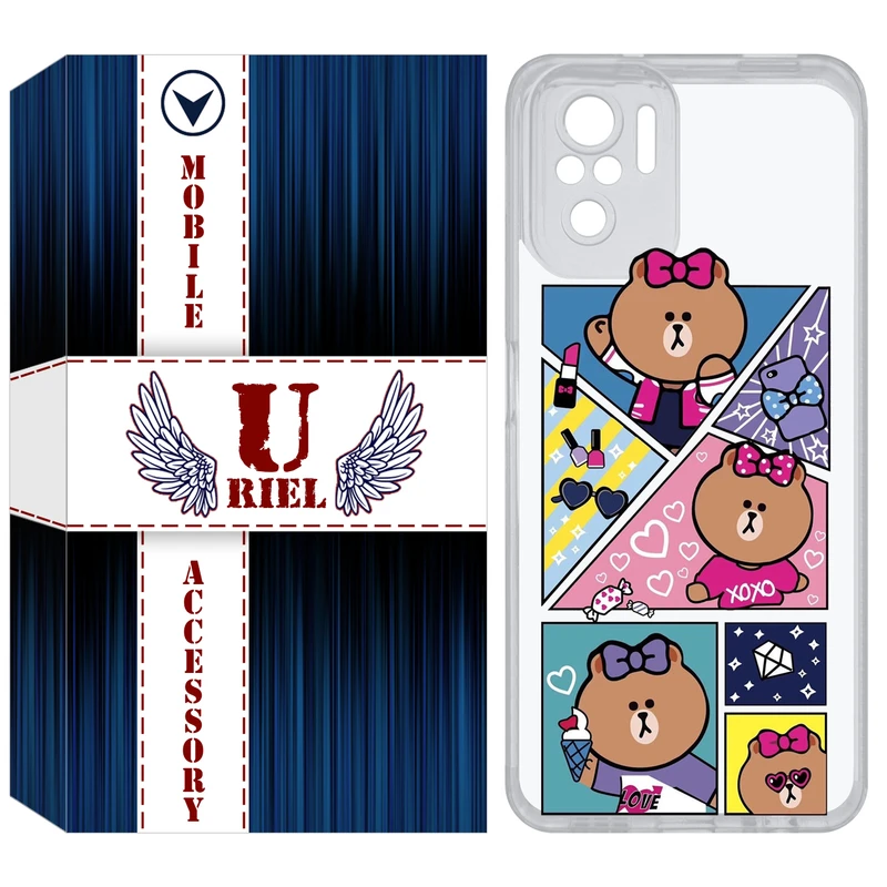 کاور یوریل مدل Clear کد 13 طرح Brown مناسب برای گوشی موبایل شیائومی Redmi Note 10 4G / Note 10S / Poco M5s