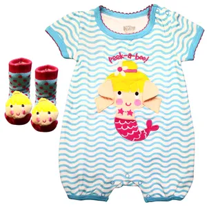 ست سرهمی و جوراب نوزادی دخترانه نوبی طرح Mermaid کد M591