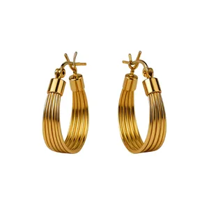 گوشواره حلقه‌ای زنانه ژوپینگ مدل مفتولی کد X-E06