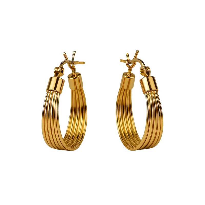 گوشواره حلقه‌ای زنانه ژوپینگ مدل مفتولی کد X-E06