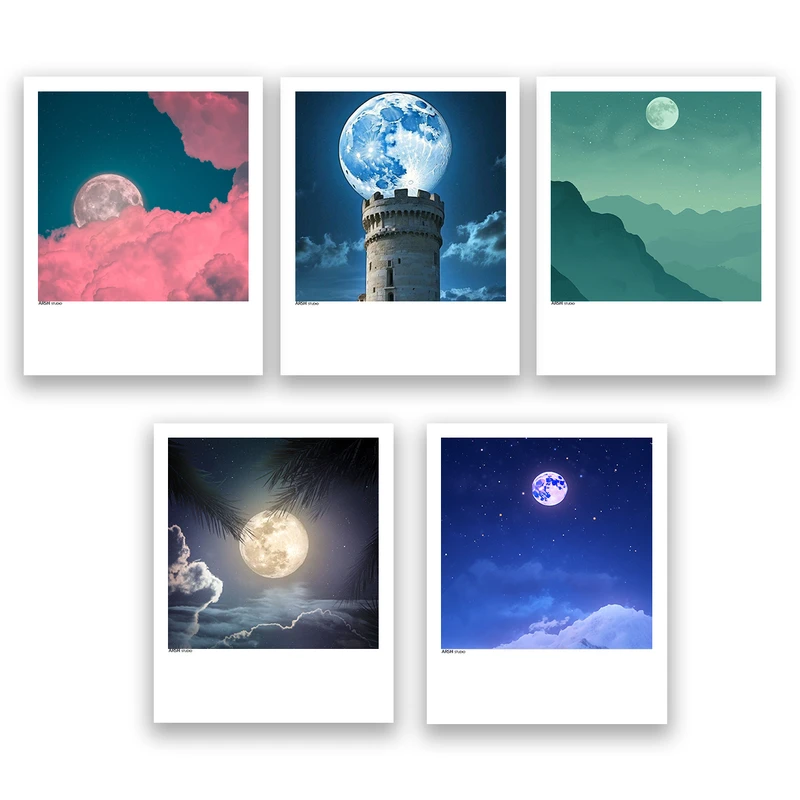 آویز تزیینی عرش مدل فانتزی منظره ماه کد Asa876 مجموعه پنج عددی