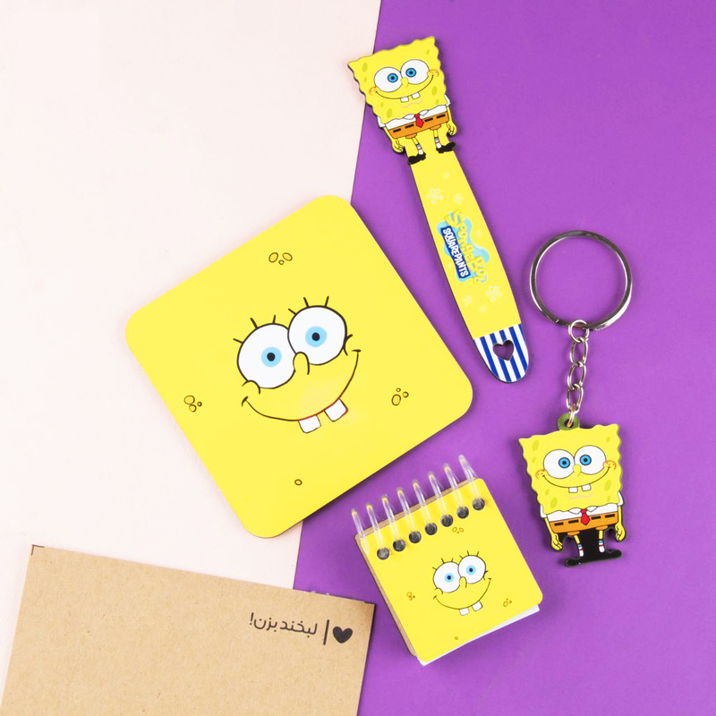 بسته لوازم تحریر مدل باب اسفنجی مجموعه 4 عددی