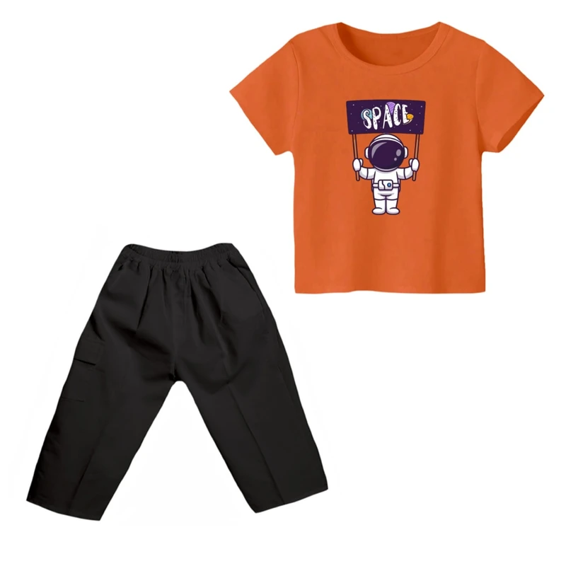 ست تی شرت و شلوارک پسرانه مدل فضانورد کد ۵