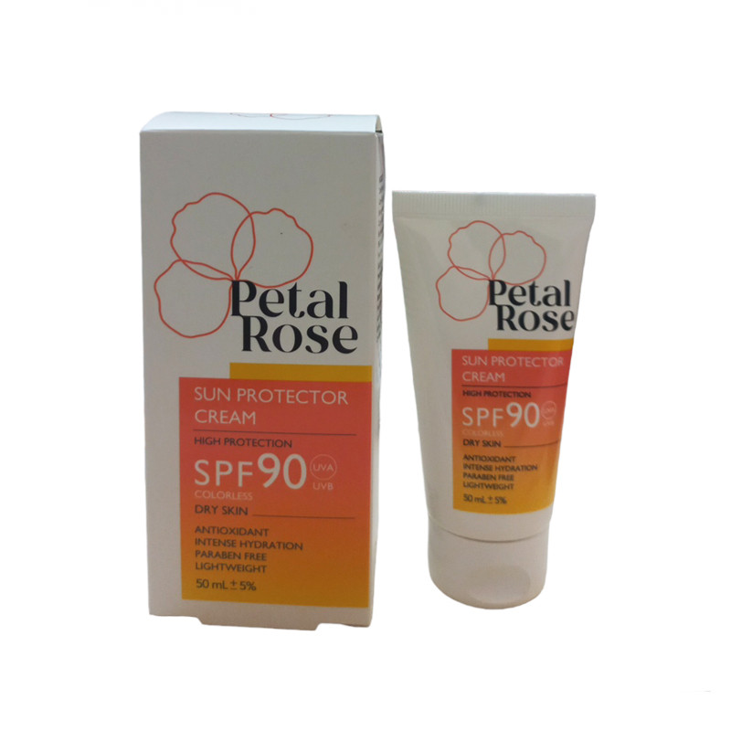 ضدآفتاب بی رنگ SPF90 پتال رز مدل High Protection مناسب پوست خشک حجم 50 میلی لیتر ضدآفتاب بی رنگ SPF90 پتال رز مدل High Protection مناسب پوست خشک حجم 50 میلی لیتر