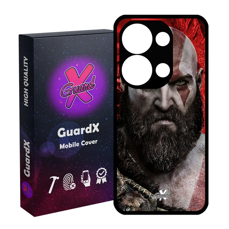 کاور گارد ایکس طرح God of War مدل Glass10035 مناسب برای گوشی موبایل شیائومی Redmi Note 13 Pro 4G / Poco M6 Pro 4G