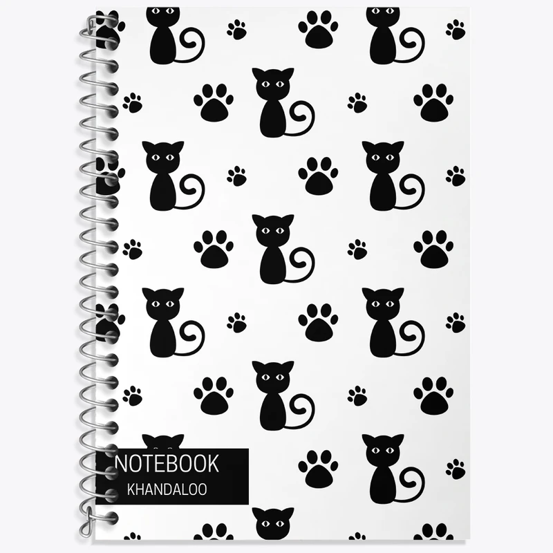 دفتر زبان 50 برگ خندالو مدل سه خط طرح گربه (Cat) کد N358