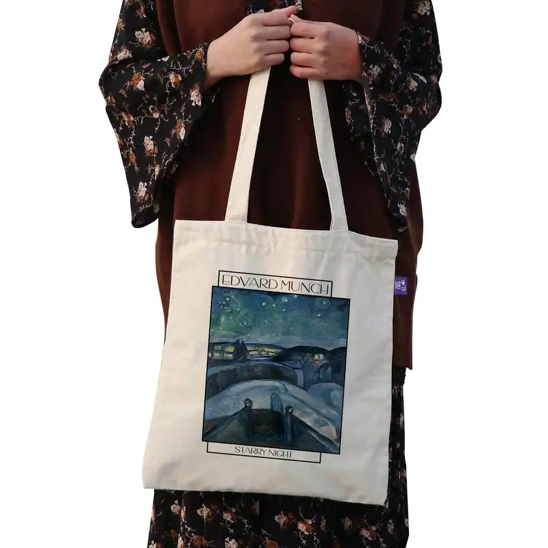 ساک خرید ترمه طراحان ایده مدل شب ستاره ای از ادوارد مونک کد art0117 - L
