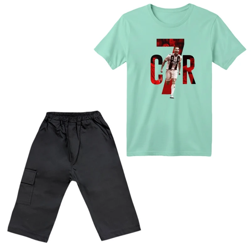 ست تی‌شرت آستین کوتاه و شلوارک پسرانه مدل رونالدو کد 6