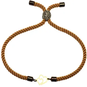 دستبند طلا 18 عیار زنانه الن نار مدل طرح دو قلب ELN1232