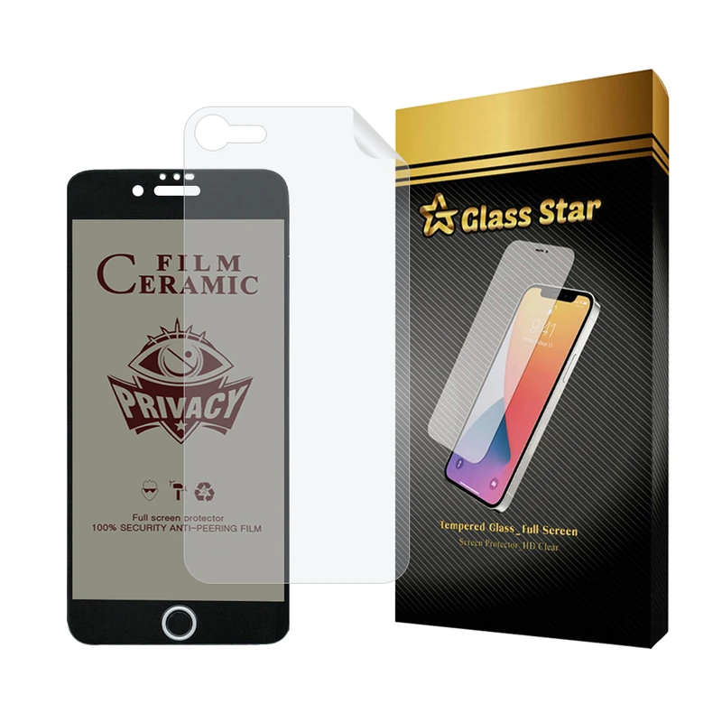 محافظ صفحه نمایش سرامیکی حریم شخصی گلس استار مدل CERPRIVNANOS مناسب برای گوشی موبایل اپل iPhone 7 / iPhone 8 / iPhone SE 2020 / iPhone SE 2022 به همراه محافظ پشت گوشی هیدروژل