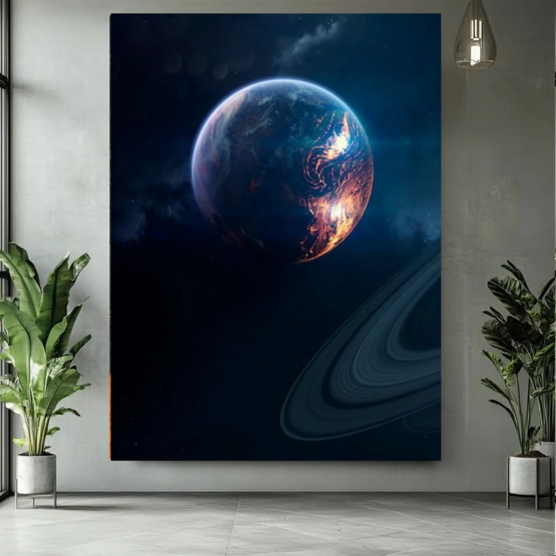 پوستر پارچه ای طرح مخمل سیاره مدل فضا کد BK25042