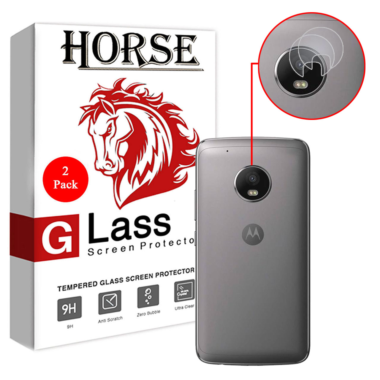 محافظ لنز دوربین هورس مدل UTF مناسب برای گوشی موبایل موتورولا Moto G5 Plus بسته دو عددی