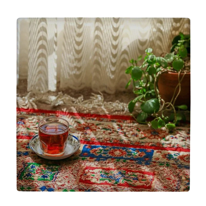 کاشی کارنیلا طرح استکان چایی و گلدان مدل لوحی کد klh2335