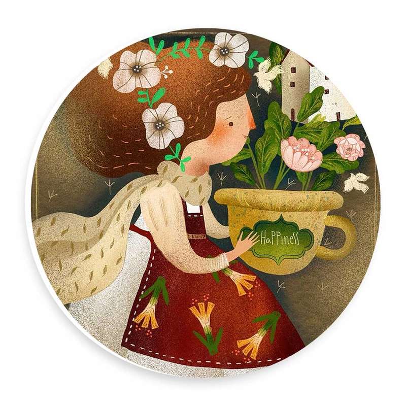 دیوارکوب طرح دختر و گلدان گل مدل wtb314