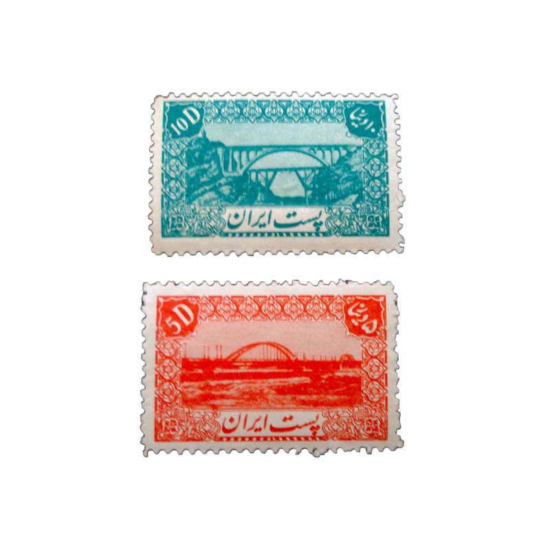 تمبر یادگاری مدل یادبود پست کد post-102 مجموعه 2 عددی