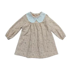 پیراهن آستین بلند دخترانه مدل یقه گلدوزی