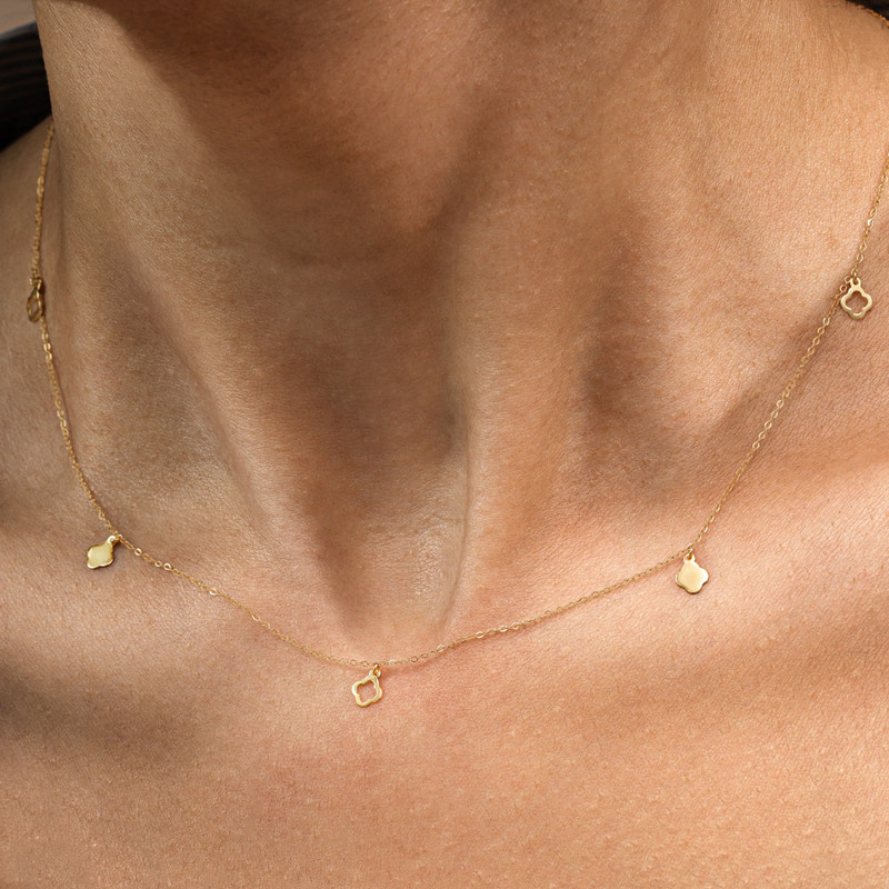 گردنبند طلا 18 عیار زنانه با زنجیر مینیمال ماوی گالری مدل آویز ونکلیف پر و خالی مینی 5
