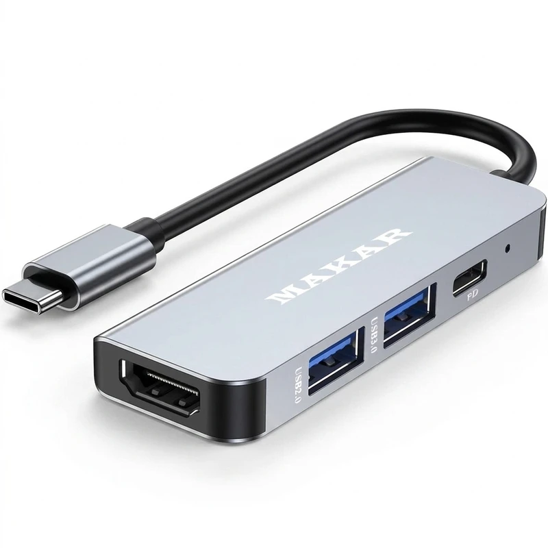 هاب ۴ پورت و مبدل USB-C به HDMI ماکار مدل MK-S-HDMI