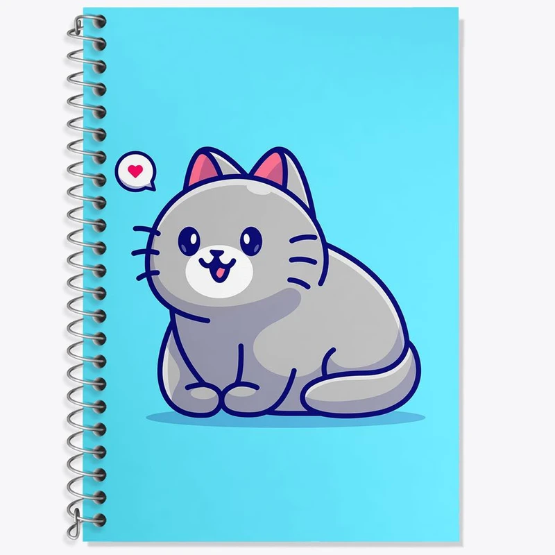 دفتر زبان 50 برگ خندالو مدل سه خط طرح حیوانات بامزه گربه کد 25415