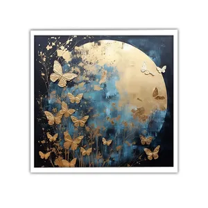 تابلو نوری بکلیت طرح ورق طلا پروانه مدل W-MID-18950