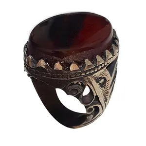 انگشتر نقره مردانه مدل عقیق کد AKNY2117