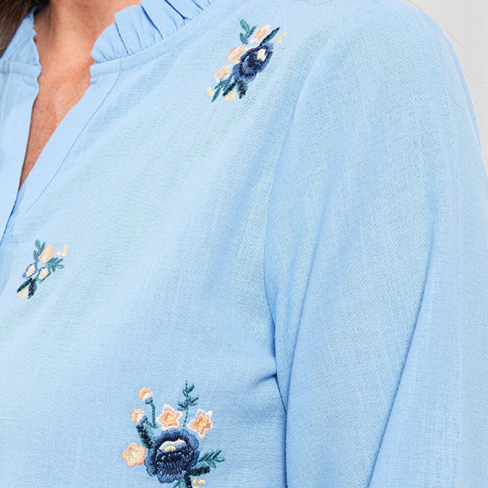 شومیز آستین بلند زنانه ال سی وایکیکی طرح بابونه - - 8