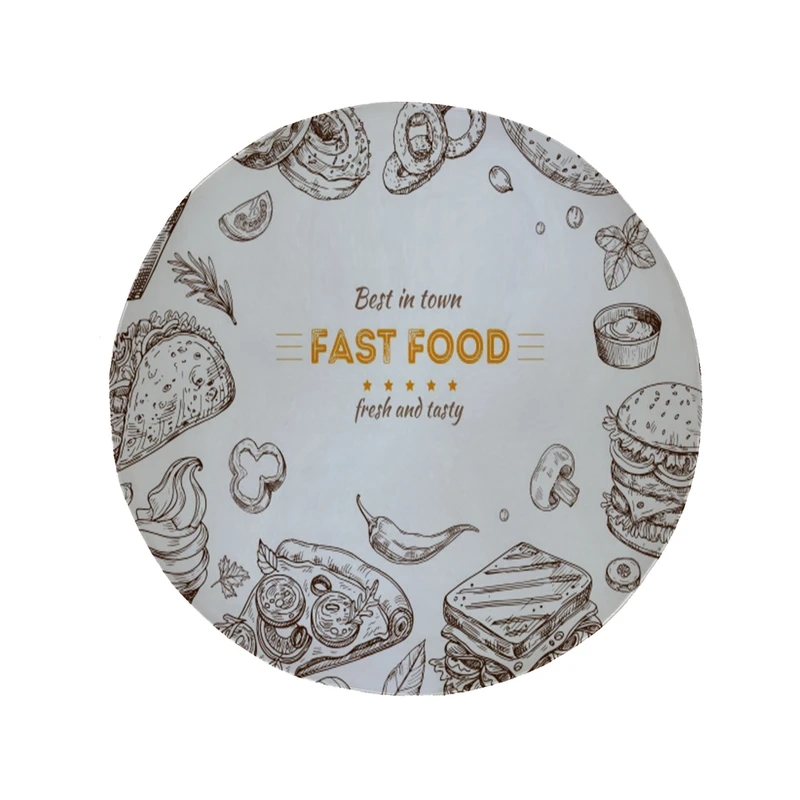      پادری مدل دایره طرح Fast Food کد 8077 سایز 90 × 90 سانتی متر