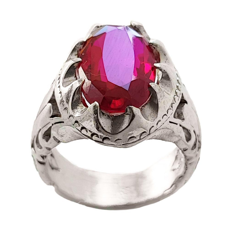 انگشتر نقره مردانه مدل یاقوت آلمانی MG5016
