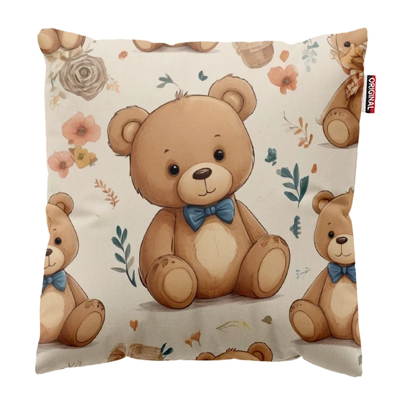 کوسن پاد آفرین طرح کارتونی بچگانه خرسی کد 4906 سایز 30*30 سانتی متر