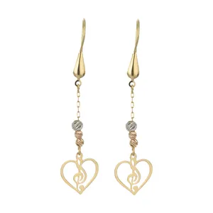 گوشواره طلا 18 عیار زنانه گالری یارطلا  قلب و نت کد AG34-17    