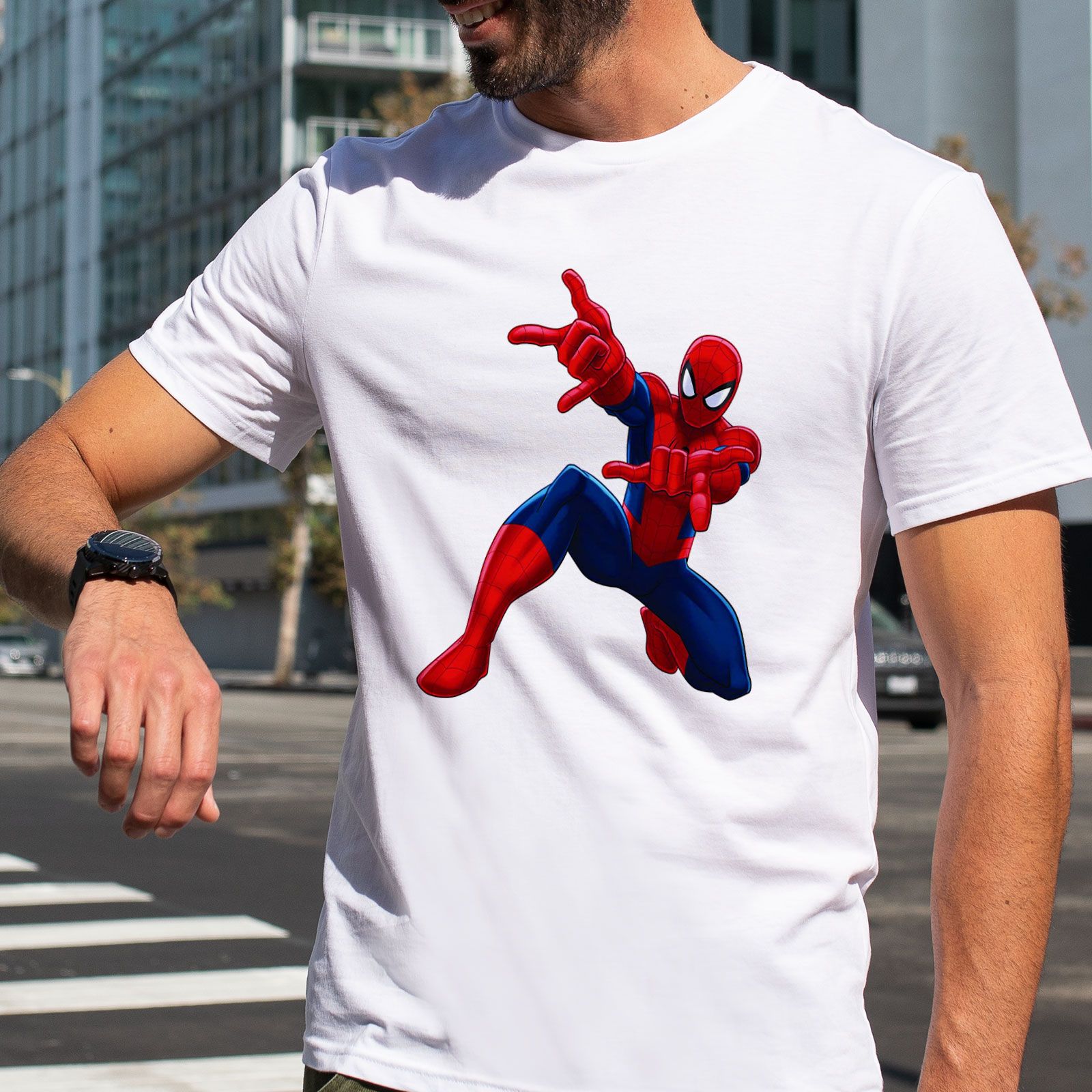 تی شرت آستین کوتاه مردانه هومرو مدل TW468 طرح مرد عنکبوتی - - 7